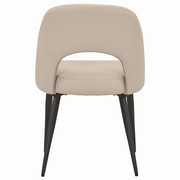 Fest Leather Dining Chairs Curved Open-Back Design with Black Steel Legs