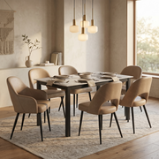 Fest Leather Dining Chairs Curved Open-Back Design with Black Steel Legs