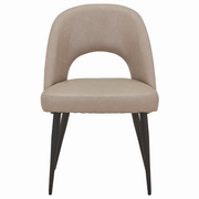 Fest Leather Dining Chairs Curved Open-Back Design with Black Steel Legs