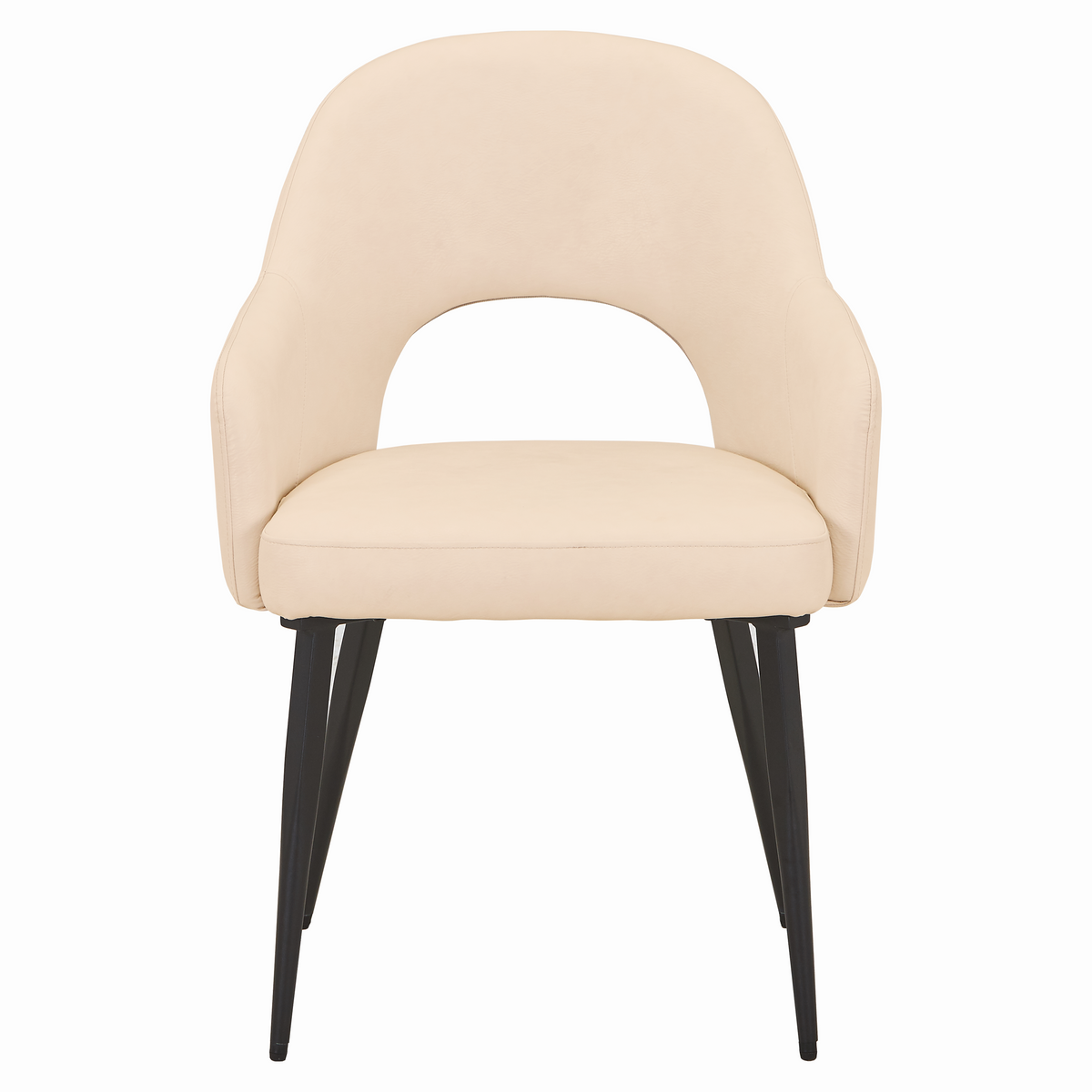 Fest Leather Dining Chairs Curved Open-Back Design with Black Steel Legs