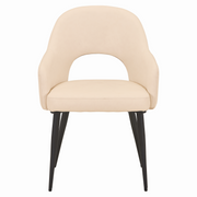 Fest Leather Dining Chairs Curved Open-Back Design with Black Steel Legs