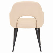 Fest Leather Dining Chairs Curved Open-Back Design with Black Steel Legs