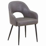 Fest Leather Dining Chairs Curved Open-Back Design with Black Steel Legs