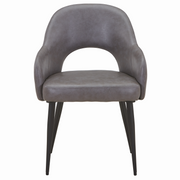 Fest Leather Dining Chairs Curved Open-Back Design with Black Steel Legs