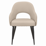 Fest Leather Dining Chairs Curved Open-Back Design with Black Steel Legs