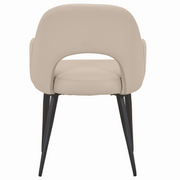 Fest Leather Dining Chairs Curved Open-Back Design with Black Steel Legs