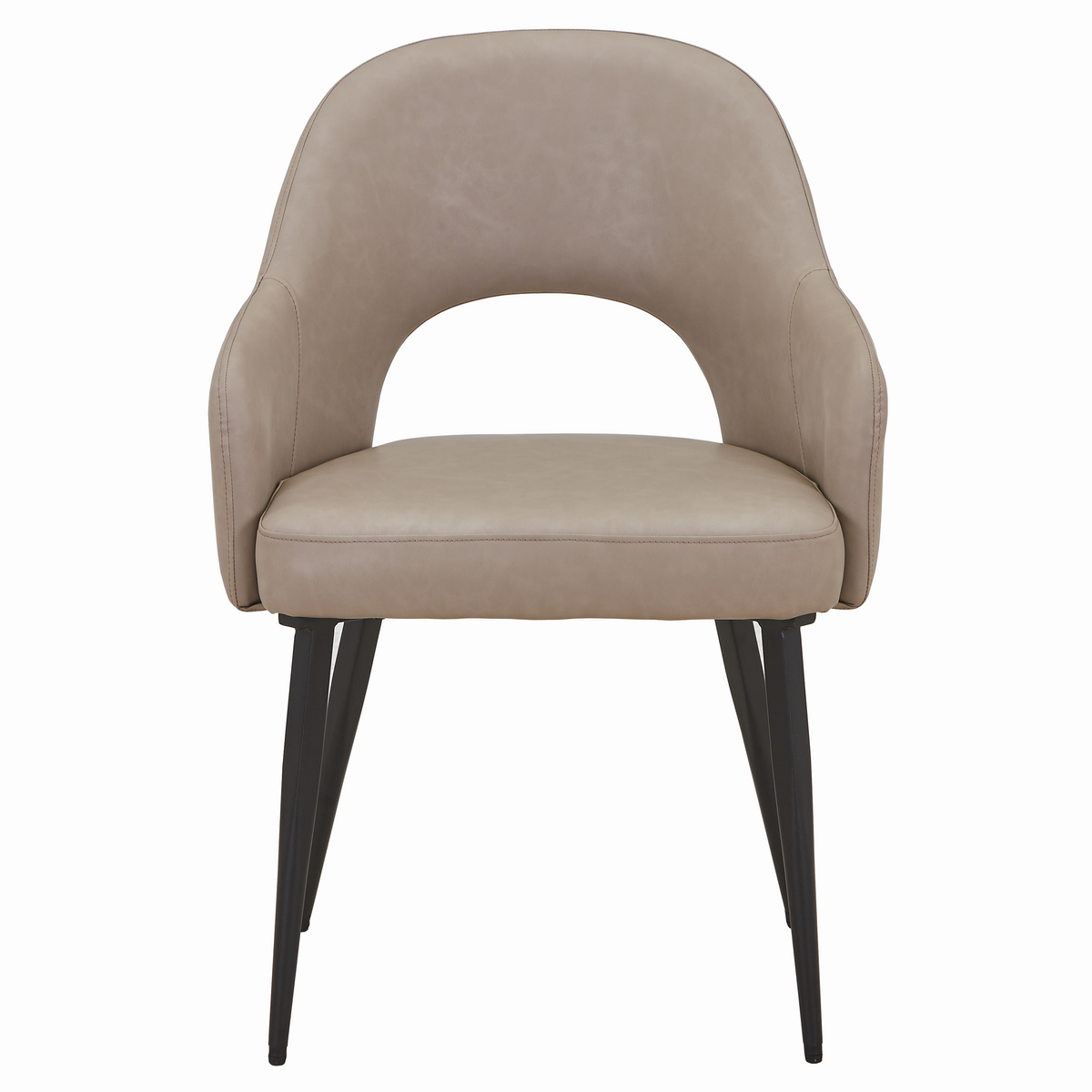 Fest Leather Dining Chairs Curved Open-Back Design with Black Steel Legs