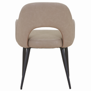 Fest Leather Dining Chairs Curved Open-Back Design with Black Steel Legs
