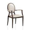 Flaco Leather Dining Chair with Aluminum Frame in Walnut Finish
