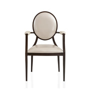 Flaco Leather Dining Chair with Aluminum Frame in Walnut Finish