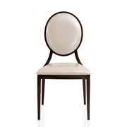 Flaco Leather Dining Chair with Aluminum Frame in Walnut Finish
