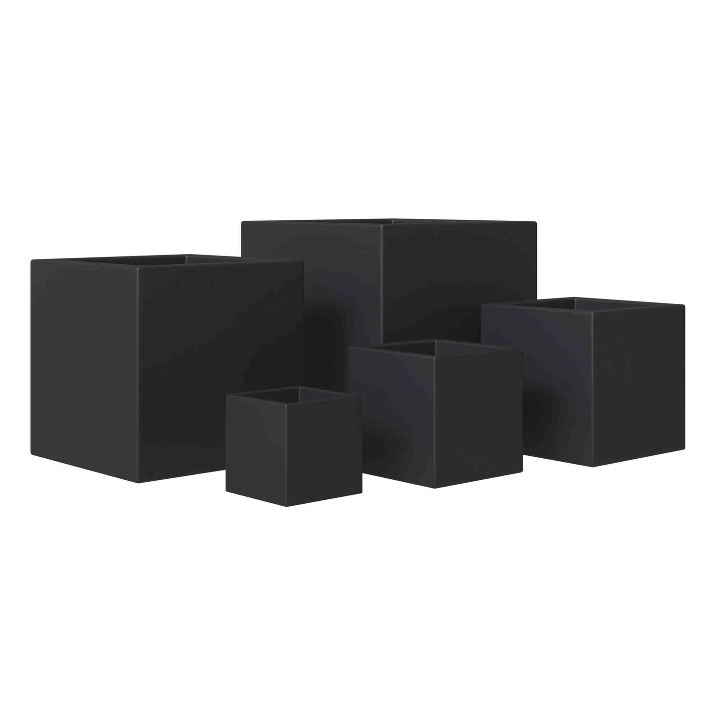 Fern 5-Piece Modern Fiberstone and MGO Clay Square Planter Set for Indoor and Outdoor - Elax Furniture