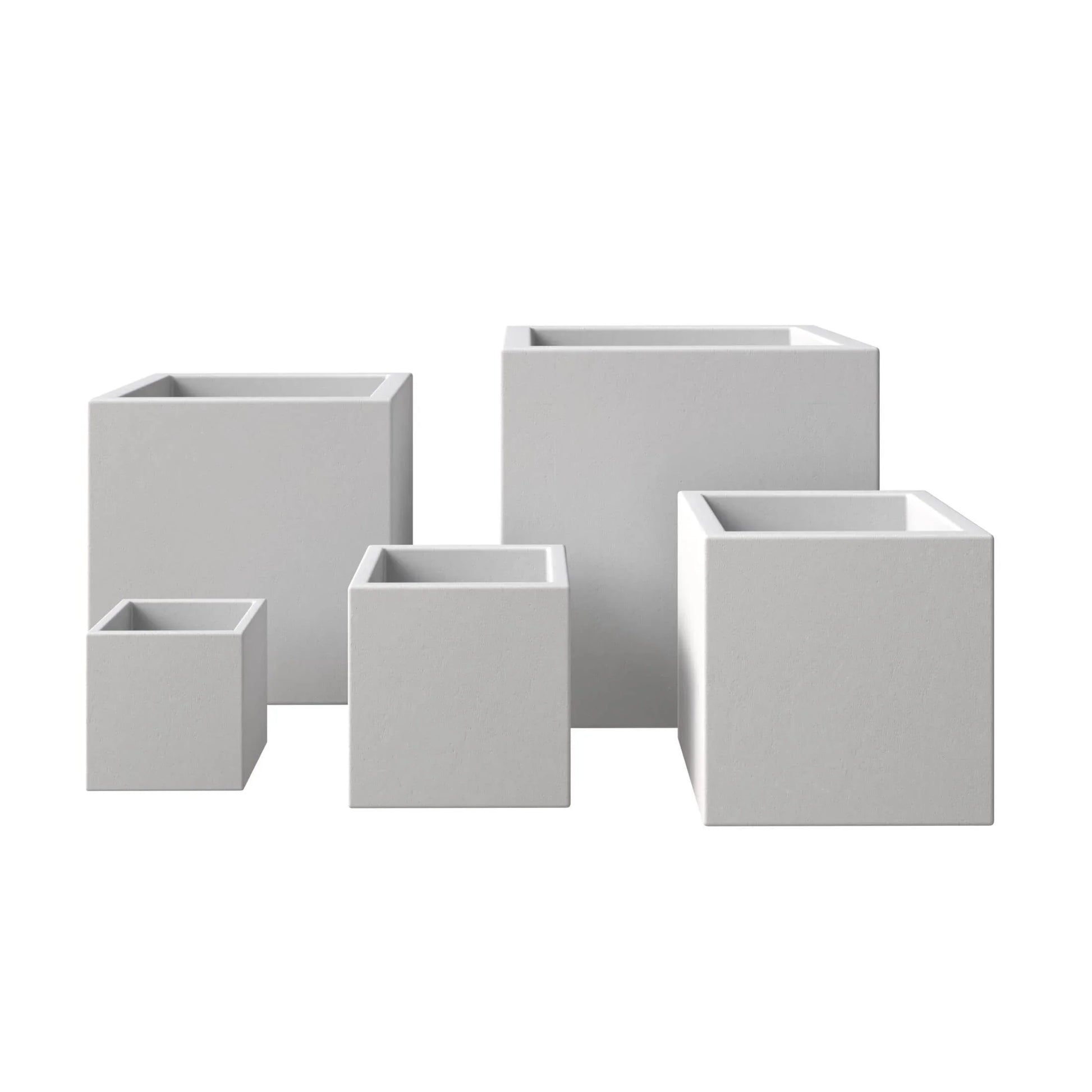 Fern 5-Piece Modern Fiberstone and MGO Clay Square Planter Set for Indoor and Outdoor - Elax Furniture