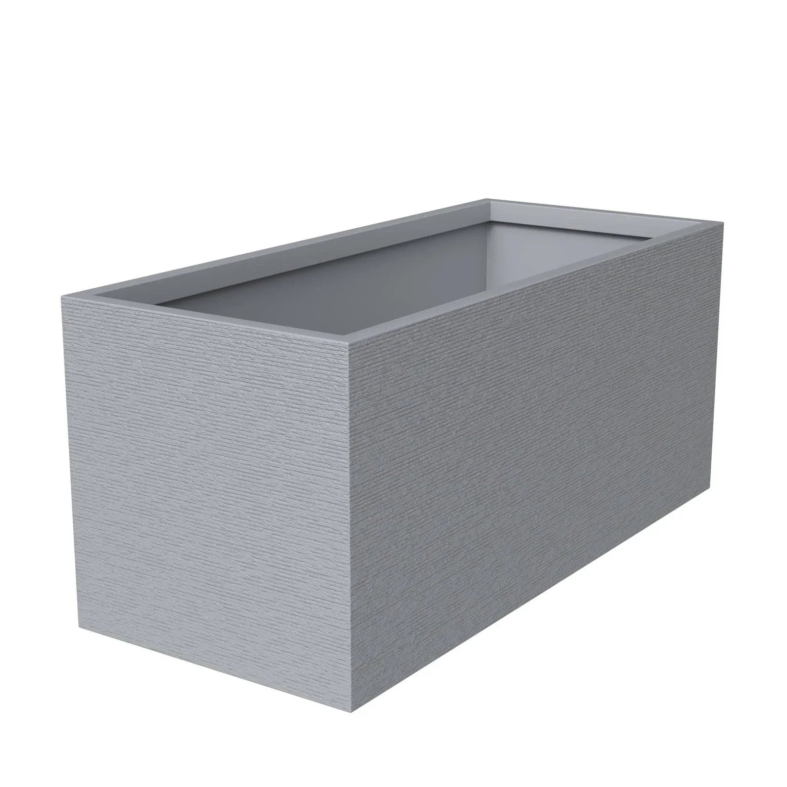 Flora Modern 3-Piece Rectangular Planter Pot Set in Fiberstone and Clay Weather Resistant Design in Grey - Elax Furniture