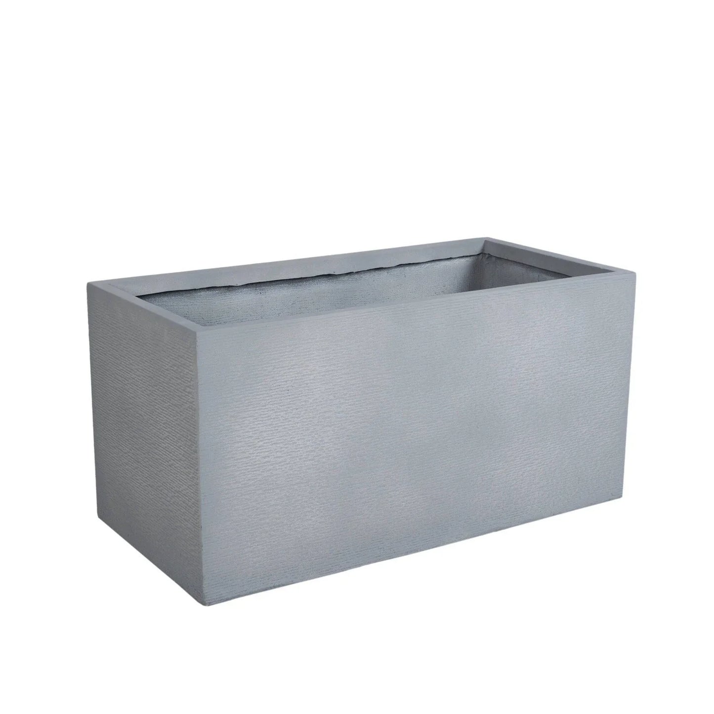 Flora Modern Rectangular Planter Pot in Fiberstone and Clay Weather Resistant Design in Grey - Elax Furniture