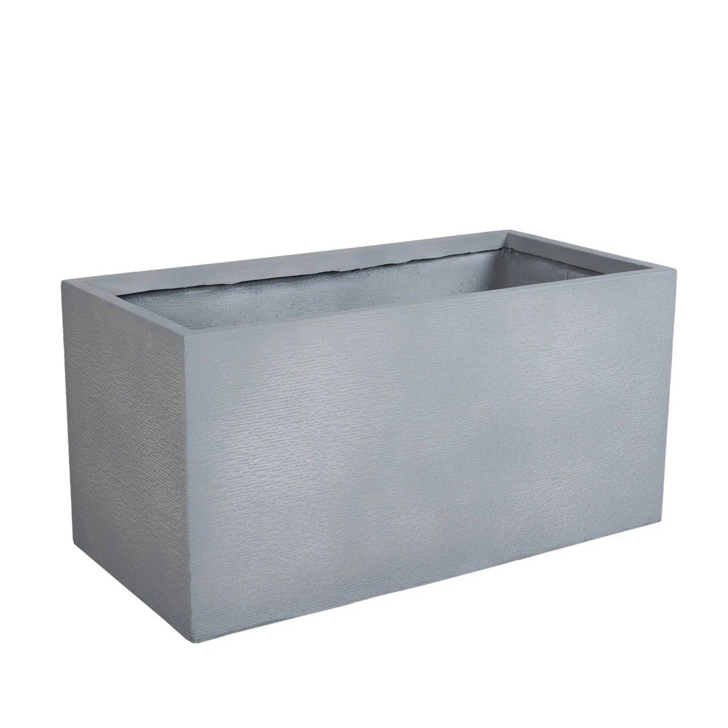 Flora Modern Rectangular Planter Pot in Fiberstone and Clay Weather Resistant Design in Grey - Elax Furniture