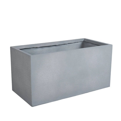 Flora Modern Rectangular Planter Pot in Fiberstone and Clay Weather Resistant Design in Grey - Elax Furniture