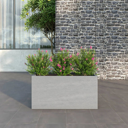 Flora Modern Rectangular Planter Pot in Fiberstone and Clay Weather Resistant Design in Grey - Elax Furniture