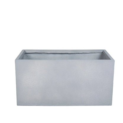 Flora Modern Rectangular Planter Pot in Fiberstone and Clay Weather Resistant Design in Grey - Elax Furniture