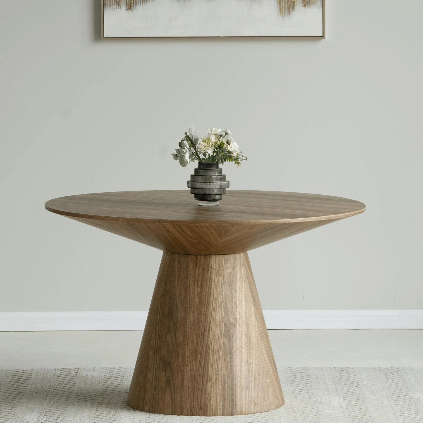 Fynix 47” Round Dining Table with Ash Wood Veneer Top and Pedestal Base - Elax Furniture