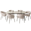 Zayle 7-Piece Dining Set with Rectangular Sintered Stone Dining Table and 6 Velvet Dining Chairs with Iron Base