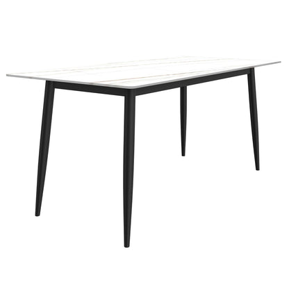 Zayle 7-Piece Dining Set with Rectangular Sintered Stone Dining Table and 6 Velvet Dining Chairs with Iron Base - Elax Furniture