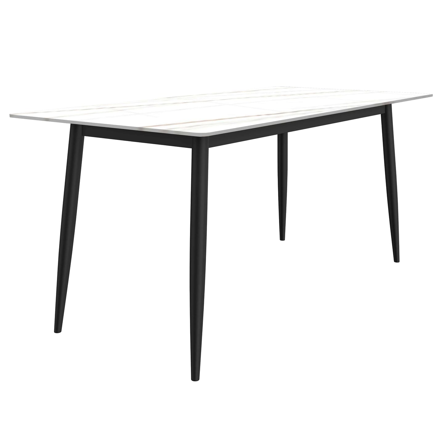 Zayle 7-Piece Dining Set with Rectangular Sintered Stone Dining Table and 6 Velvet Dining Chairs with Iron Base - Elax Furniture