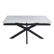 Luvic Extendable Dining Table 62"-95" Wide Sintered Stone Tabletop with Steel Legs