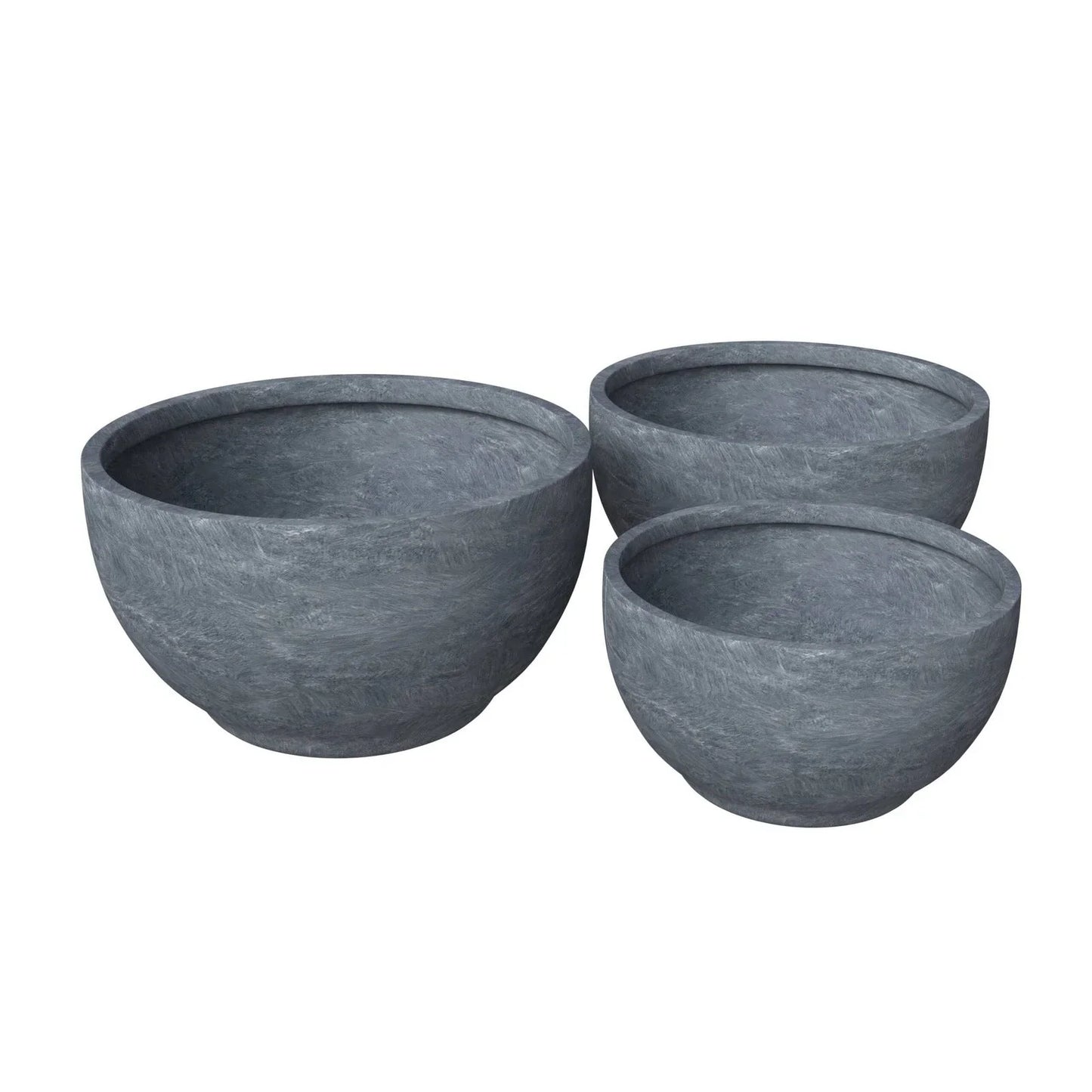 Grove Modern 3-Piece Round Planter Set in Fiberstone Weather Resistant Design - Elax Furniture