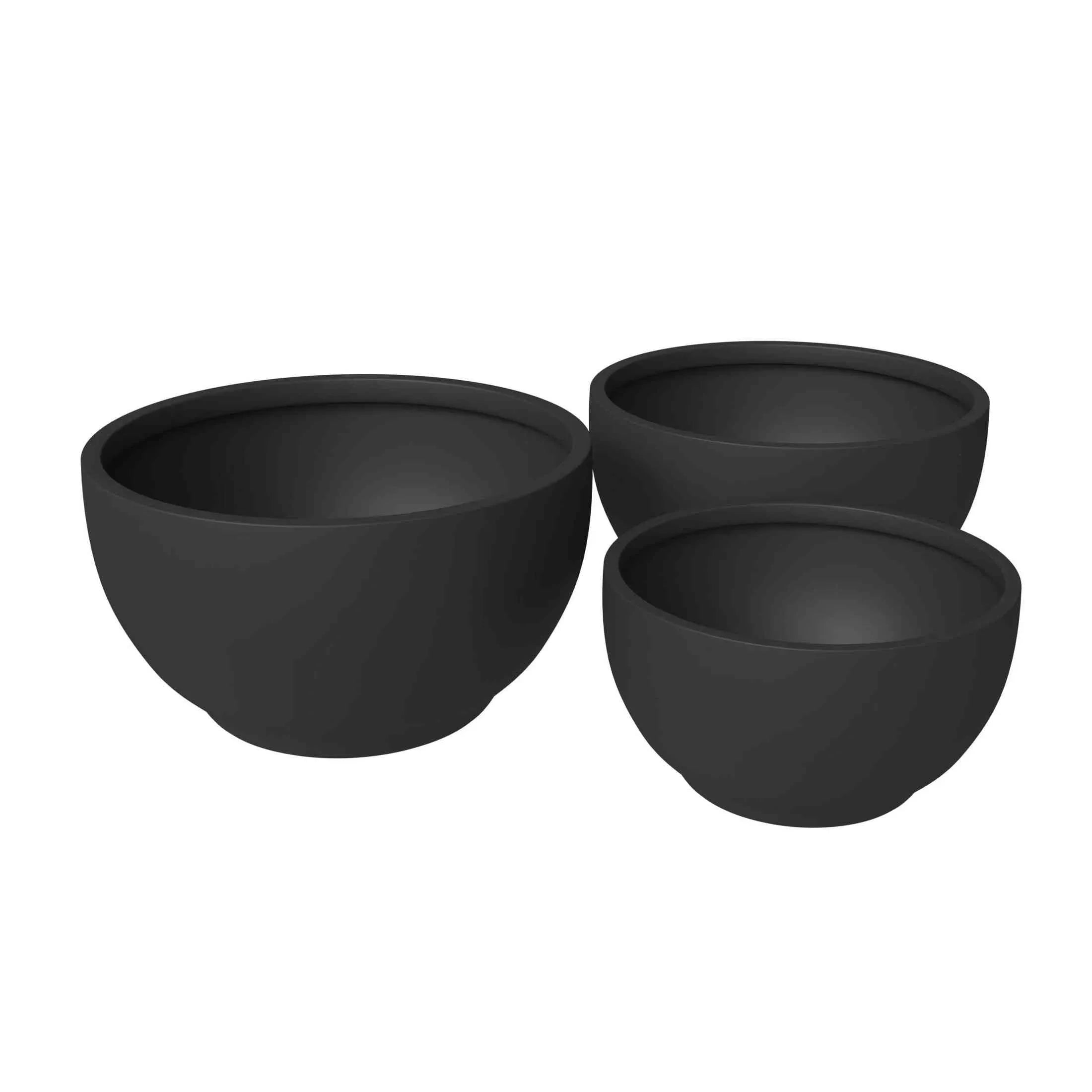 Grove Modern 3-Piece Round Planter Set in Fiberstone Weather Resistant Design - Elax Furniture