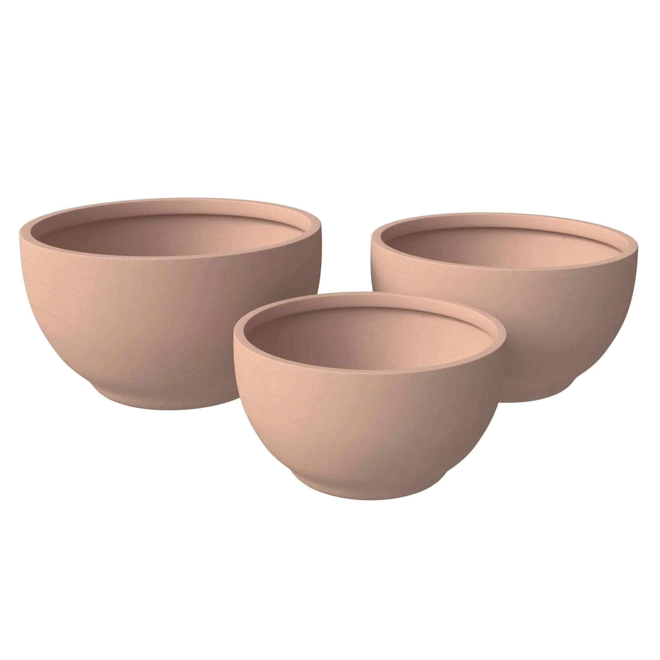 Grove Modern 3-Piece Round Planter Set in Fiberstone Weather Resistant Design - Elax Furniture