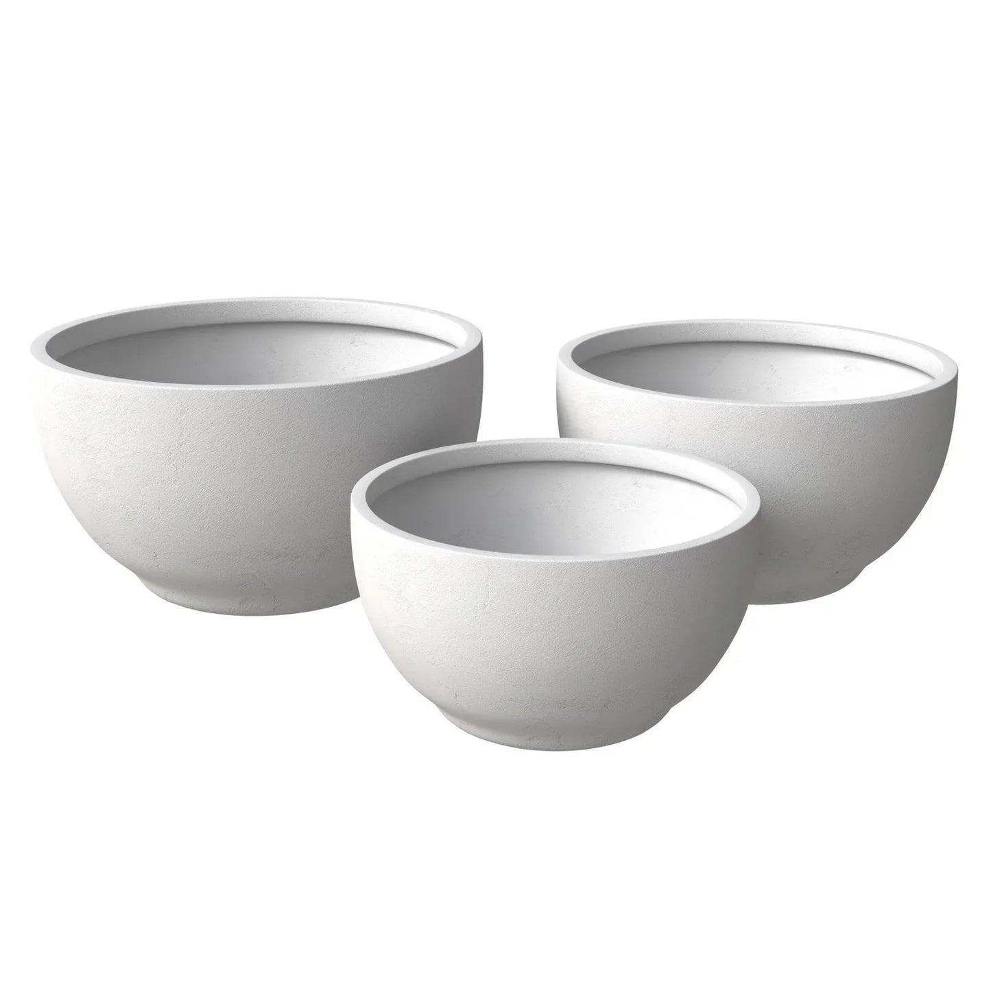 Grove Modern 3-Piece Round Planter Set in Fiberstone Weather Resistant Design - Elax Furniture