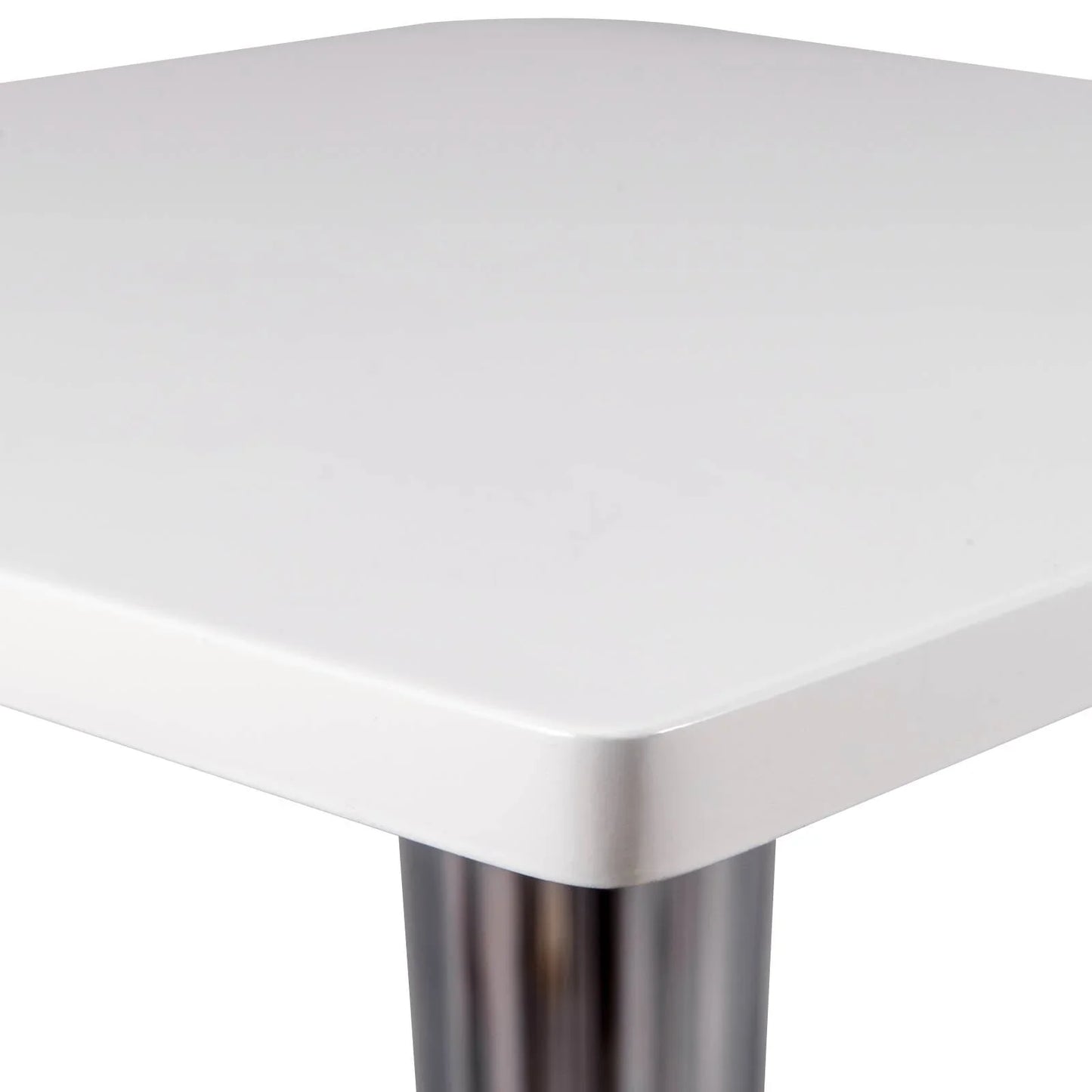 Glen Square Dining Table with a Square MDF Tabletop in Acrylic and Chrome Metal Base - Elax Furniture