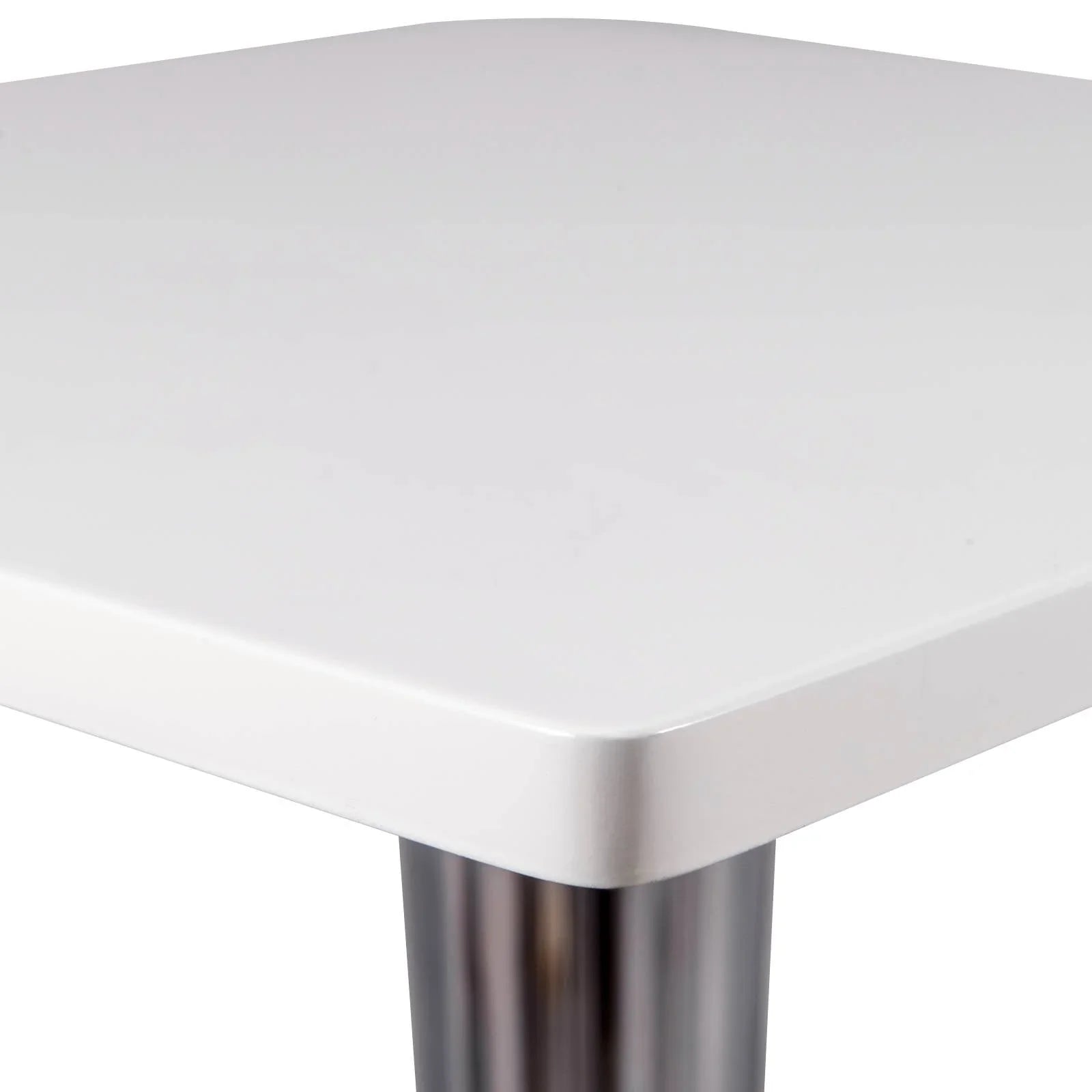 Glen Square Dining Table with a Square MDF Tabletop in Acrylic and Chrome Metal Base - Elax Furniture