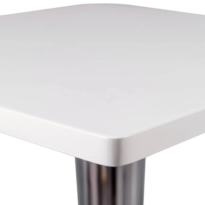 Glen Square Dining Table with a Square MDF Tabletop in Acrylic and Chrome Metal Base - Elax Furniture