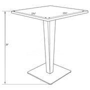 Glen Square Dining Table with a Square MDF Tabletop in Acrylic and Chrome Metal Base - Elax Furniture
