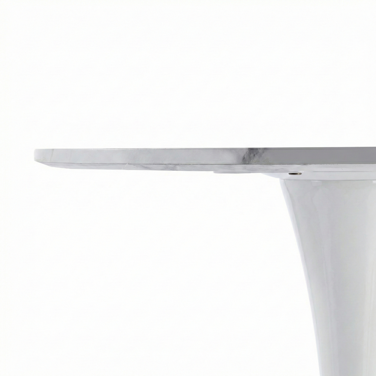 Bristol Round Dining Table with MDF/Sintered Stone/Glass Wood Tabletop in White Steel