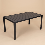 Chelsea Mid-Century Modern 63" & 87" Rectangular Outdoor Dining Table, Black Aluminum