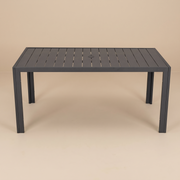 Chelsea Mid-Century Modern 63" & 87" Rectangular Outdoor Dining Table, Black Aluminum