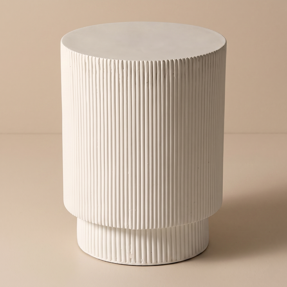 Eden Series Side Table in Fiberstone Round Accent Table for Home, Living Room, Indoor, and Outdoor