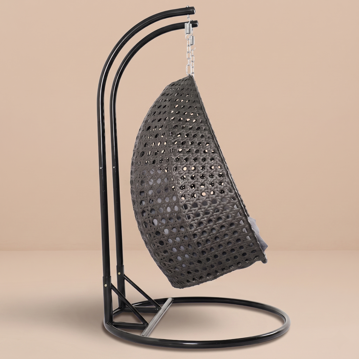 Modern Charcoal Wicker Hanging Double Seater Egg Swing Chair