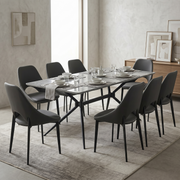 Elega Rectangular Dining Table with Sintered Stone Top and Black Steel Base