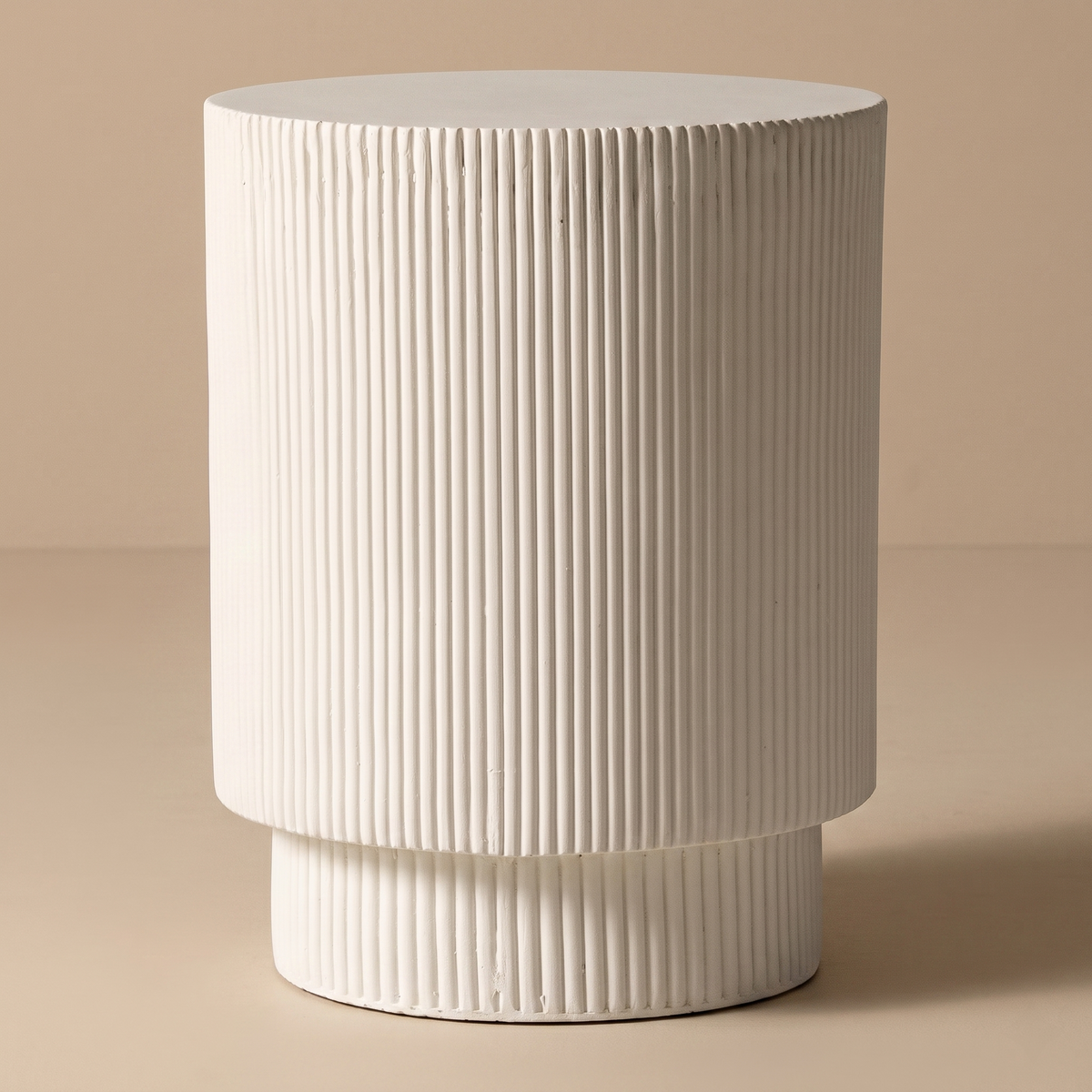 Eden Series Side Table in Fiberstone Round Accent Table for Home, Living Room, Indoor, and Outdoor