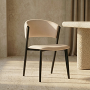 Aspen Dining Chairs Upholstered in Leather with Black Metal Legs