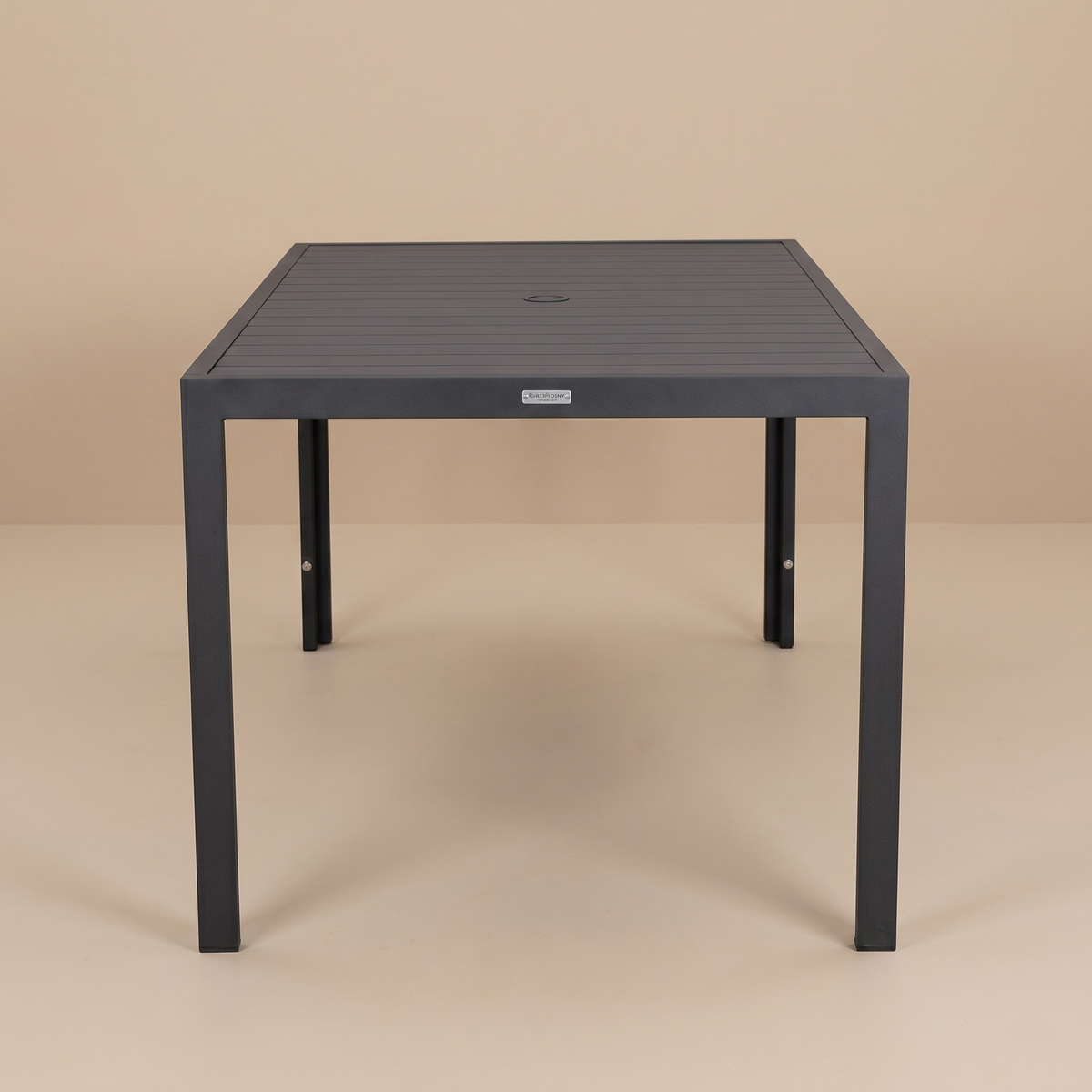 Chelsea Mid-Century Modern 63" & 87" Rectangular Outdoor Dining Table, Black Aluminum