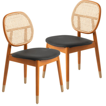 Holbeck Modern Dining Chair with Upholstered Leather Seat and Beech Wood Legs Set of 2 - Elax Furniture