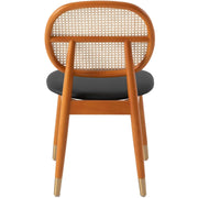Holbeck Wicker Dining Chair with Upholstered Leather Seat and Beech Wood Legs - Elax Furniture