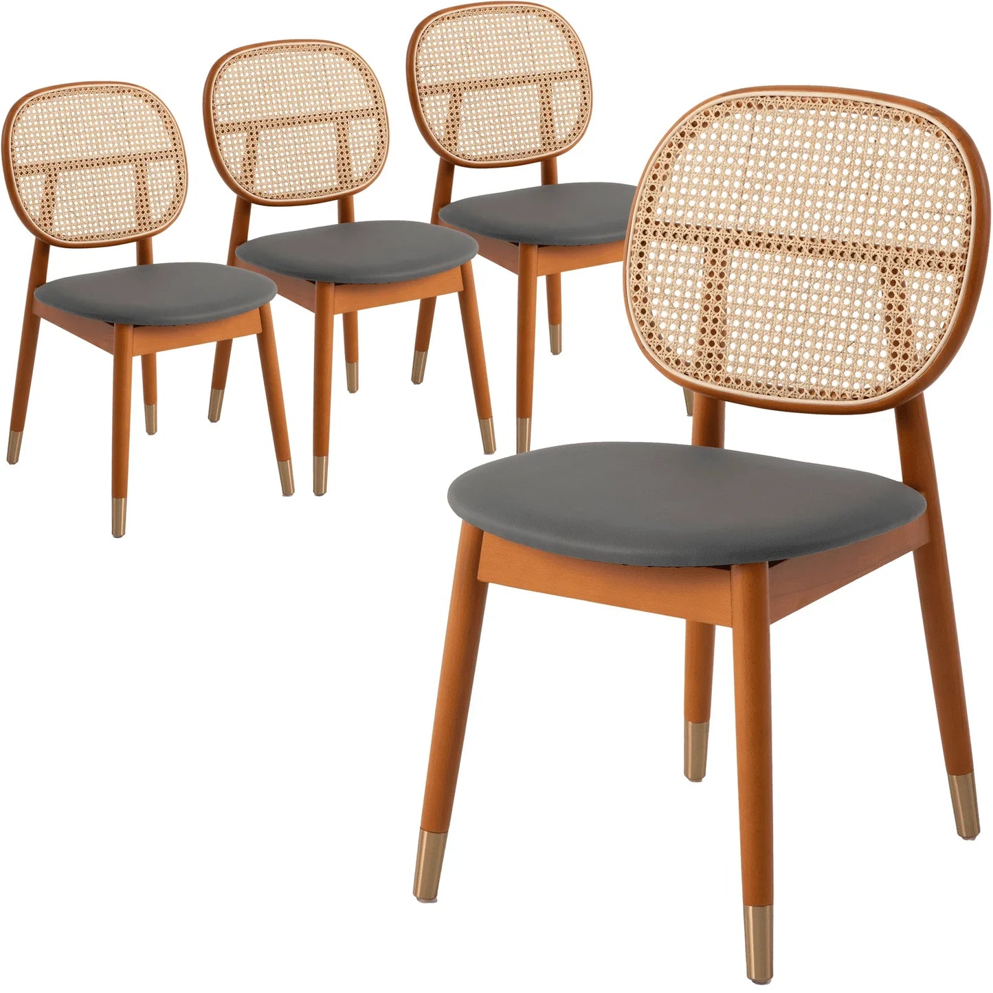 Holbeck Modern Dining Chair with Upholstered Leather Seat and Beech Wood Legs Set of 4 - Elax Furniture