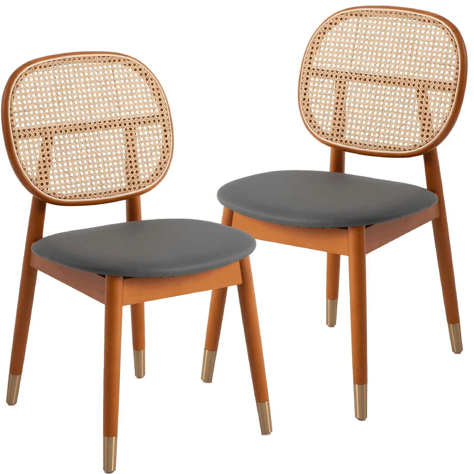 Holbeck Modern Dining Chair with Upholstered Leather Seat and Beech Wood Legs Set of 2 - Elax Furniture