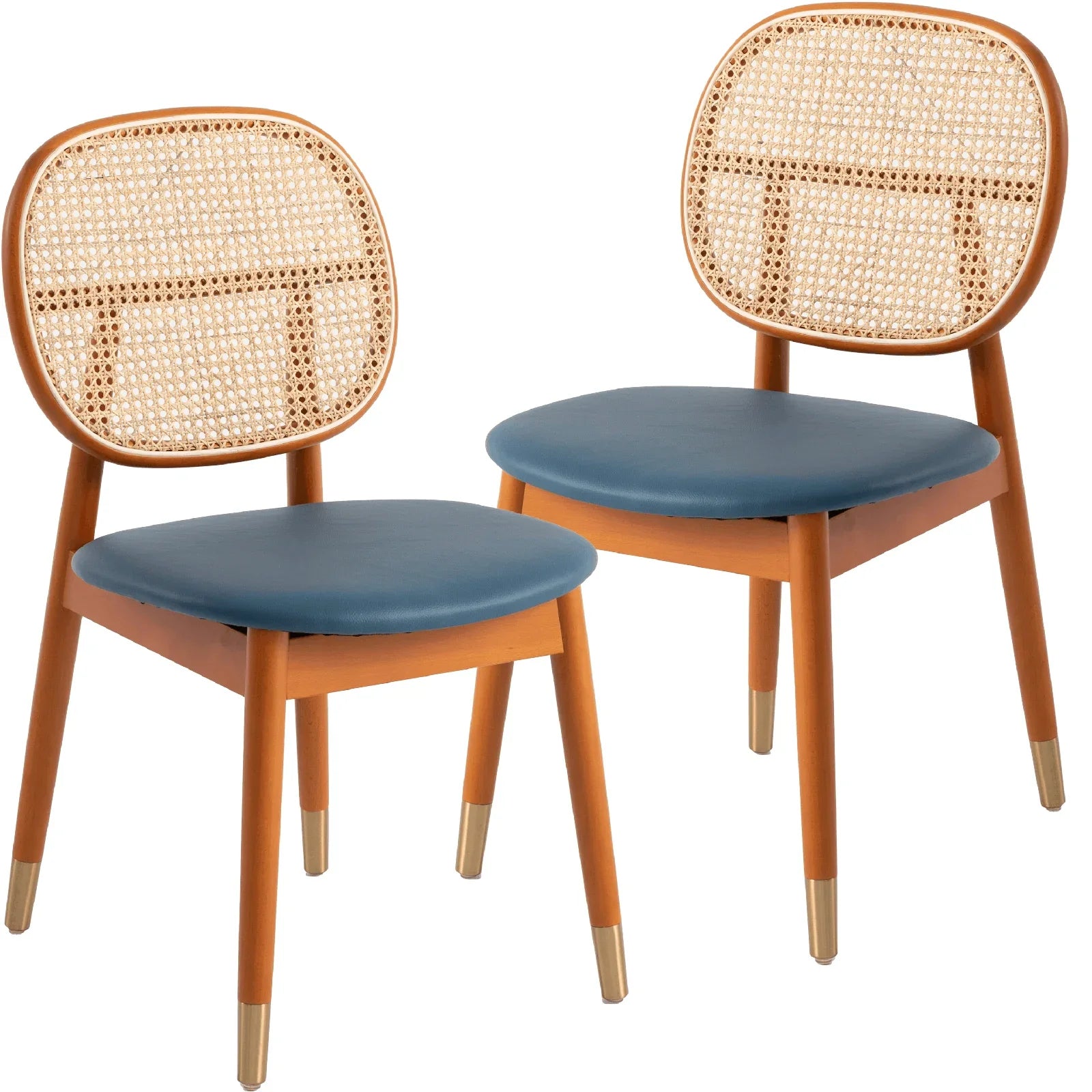 Holbeck Modern Dining Chair with Upholstered Leather Seat and Beech Wood Legs Set of 2 - Elax Furniture